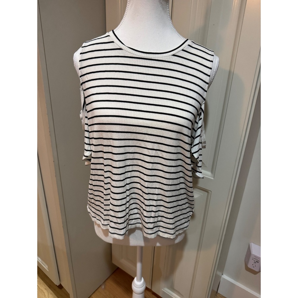 American Eagle Outfitters XL Cold Shoulder‎ Striped Ribbed Knit Top Blouse